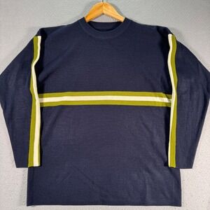 Vintage Unionbay Sweater Mens Medium Blue Stripes Acrylic Trendy Grandpa Preppy